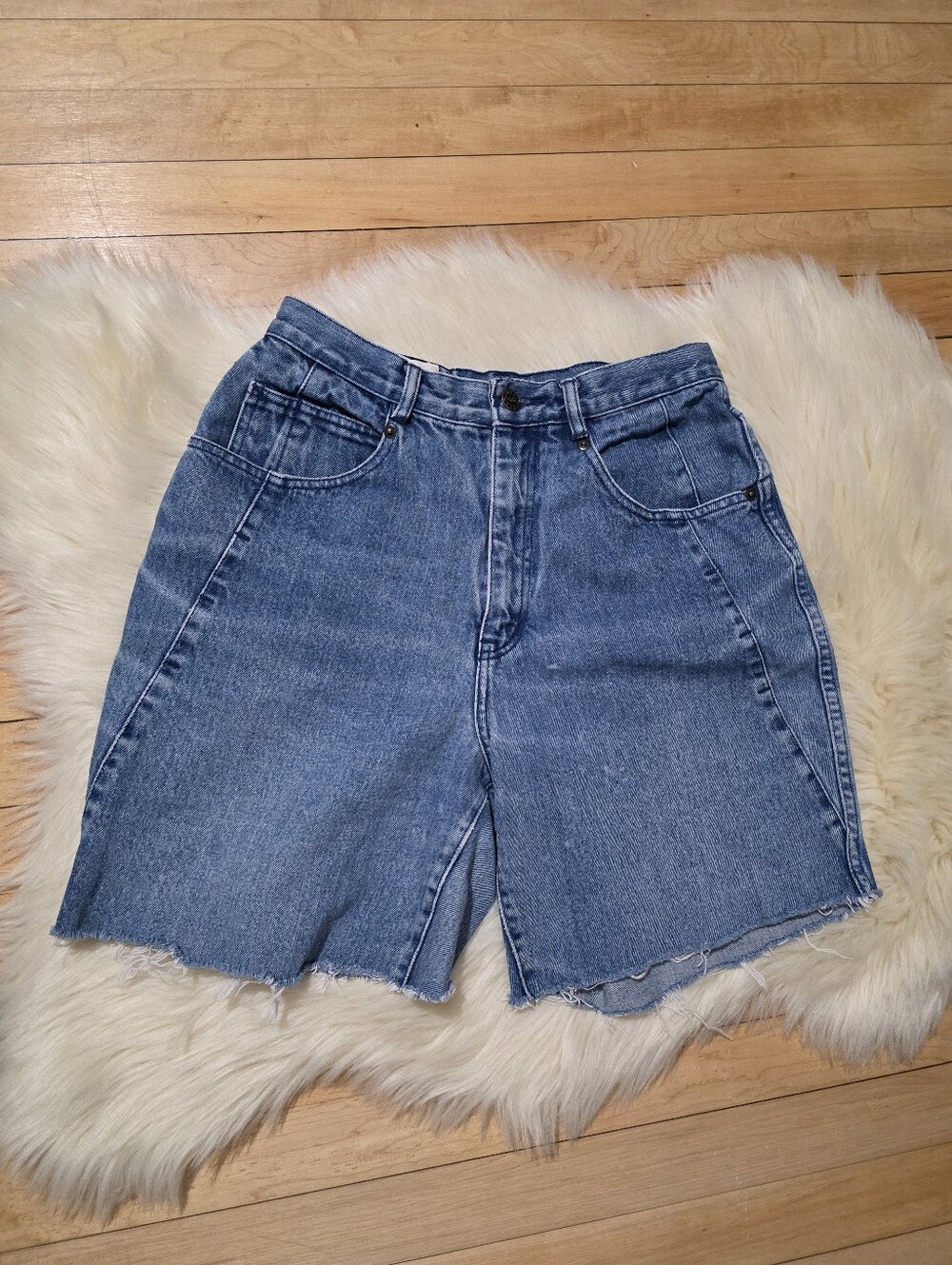 Vintage 80s Coca Cola Coke Wide Leg Jean Shorts High Rise Raw Hem Size XS/S Rare